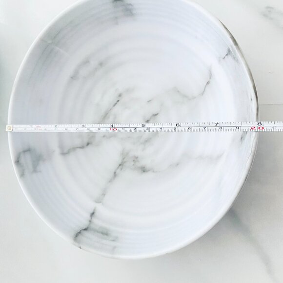 White Marble Melamine Serving Bowl Salad Pasta Bowl - Set of 4 - Picture 3 of 4